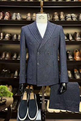 костюм двубортный Лен100% 089